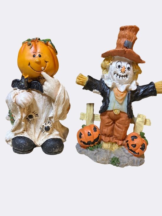 Other - Halloween Figurines  Pumpkin Head and Scarecrow  Spooky and Cute Decor